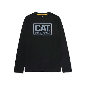 Caterpillar Cat Diesel Power Long Sleeve Tee Men's T-Shirt Black | 219860-NJF