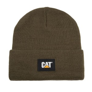 Caterpillar Cat Label Cuff Men's Beanie Olive | 765301-BQL