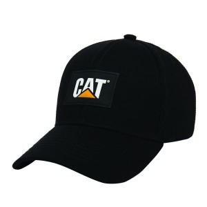 Caterpillar Cat Logo Silicone Patch Men's Hats Black | 126359-KCX