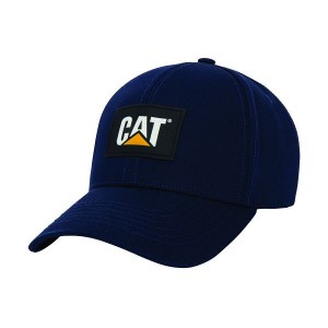 Caterpillar Cat Logo Silicone Patch Men's Hats Blue | 798126-WGB