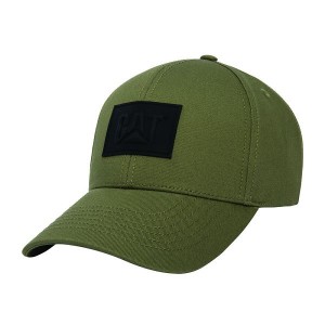 Caterpillar Cat Logo Silicone Patch Men's Hats Olive | 194528-BMR