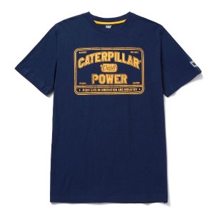 Caterpillar Caterpillar Power Tee Men's T-Shirt Blue | 749053-QUZ