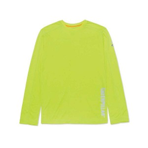 Caterpillar Coolmax Long Sleeve Tee Men's T-Shirt Yellow | 643791-HTX