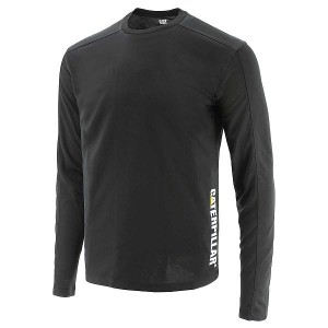 Caterpillar Coolmax Long Sleeve Tee Men's T-Shirt Black | 690457-GFB