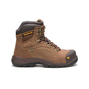 Caterpillar Diagnostic Hi Waterproof Thinsulate™ Steel Toe Men's Work Boots Dark / Beige | 601573-CPD