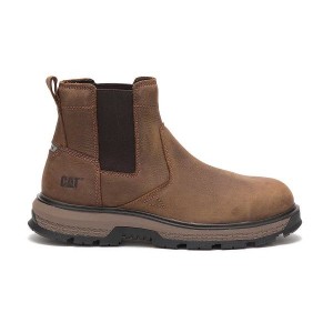 Caterpillar Exposition Chelsea Alloy Toe Men's Work Boots Brown | 814073-JQT