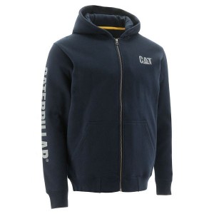 Caterpillar Full Zip Hooded Men's Sweatshirt Navy | 134720-RAK