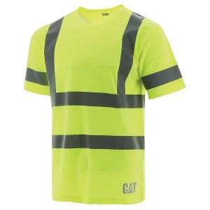 Caterpillar HiVis Class III Tee Men's T-Shirt Yellow | 874930-CHF