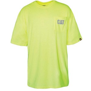 Caterpillar Hi-Vis Trademark Pocket Tee Men's T-Shirt Yellow | 692431-BGN