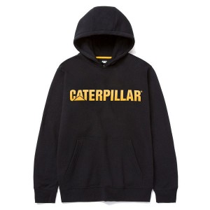 Caterpillar Midweight Caterpillar Hooded Men's Sweatshirt Black | 540821-LXR