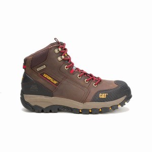 Caterpillar Navigator Mid Waterproof Steel Toe Men's Work Boots Brown | 437520-UOM