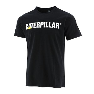 Caterpillar Original Fit Caterpillar Logo Tee Men's T-Shirt Black | 760214-PHG