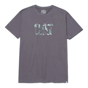 Caterpillar Original Fit Logo Tee Men's T-Shirt Dark / Grey | 038652-VGJ