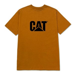 Caterpillar Original Fit Logo Tee Men's T-Shirt Brown | 715349-QDS