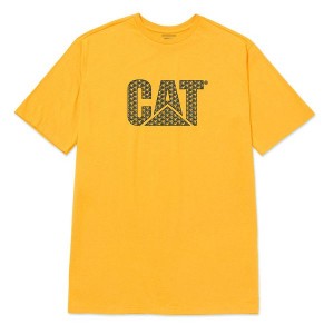 Caterpillar Original Fit Logo Tee Men's T-Shirt Yellow | 927658-WSY