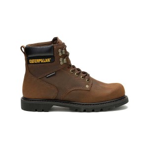 Caterpillar Second Shift Waterproof Men's Work Boots Dark / Brown | 598206-TZS