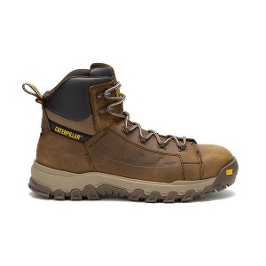 Caterpillar Threshold Rebound Waterproof Composite Toe Men's Work Boots Brown | 978512-SPO