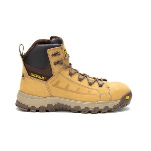 Caterpillar Threshold Rebound Waterproof Composite Toe Men's Work Boots Brown | 398705-SEY