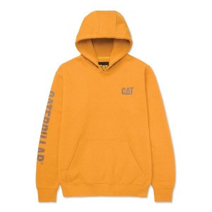 Caterpillar Trademark Banner Men's Hoodie Yellow | 061759-BKF