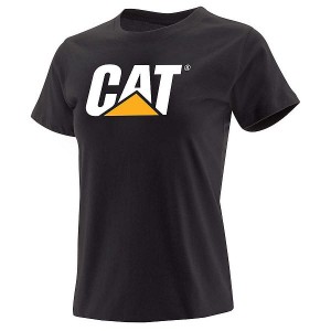 Caterpillar Trademark Logo Tee Women's T-Shirt Black | 105469-AWN