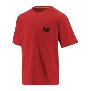 Caterpillar Trademark Pocket Tee Men's T-Shirt Red | 528107-PYG