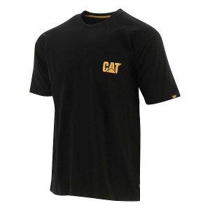 Caterpillar Trademark Pocket Tee Men's T-Shirt Black | 298617-WNZ