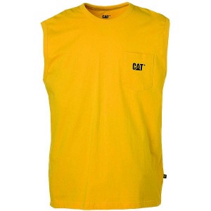 Caterpillar Trademark Sleeveless Pocket Tee Men's T-Shirt Yellow | 356278-DOP