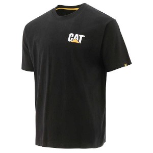 Caterpillar Trademark Tee Men's T-Shirt Black | 689051-TSP