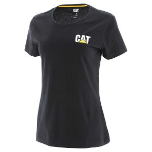 Caterpillar Trademark Tee Women's T-Shirt Black | 910684-YHJ