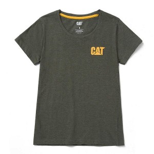 Caterpillar Trademark Tee Women's T-Shirt Olive | 574931-ANB