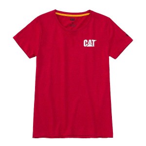 Caterpillar Trademark Tee Women's T-Shirt Red | 120487-YWD