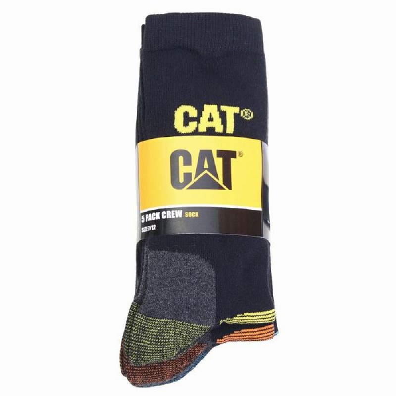 Caterpillar 5 Pack Crew Men\'s Socks Black | 689135-VAN