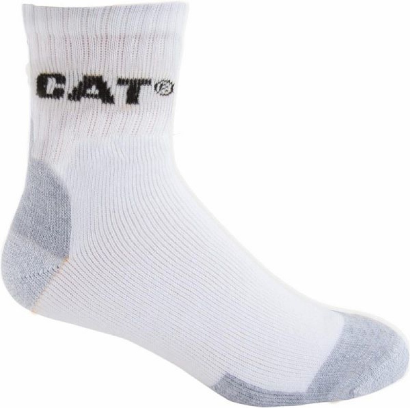 Caterpillar All Season Work Quarter Sock 3-Pack Men\'s Socks White | 130582-ZOE