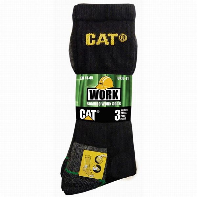 Caterpillar Bamboo 3 Pack Men's Socks Black | 164309-UNJ