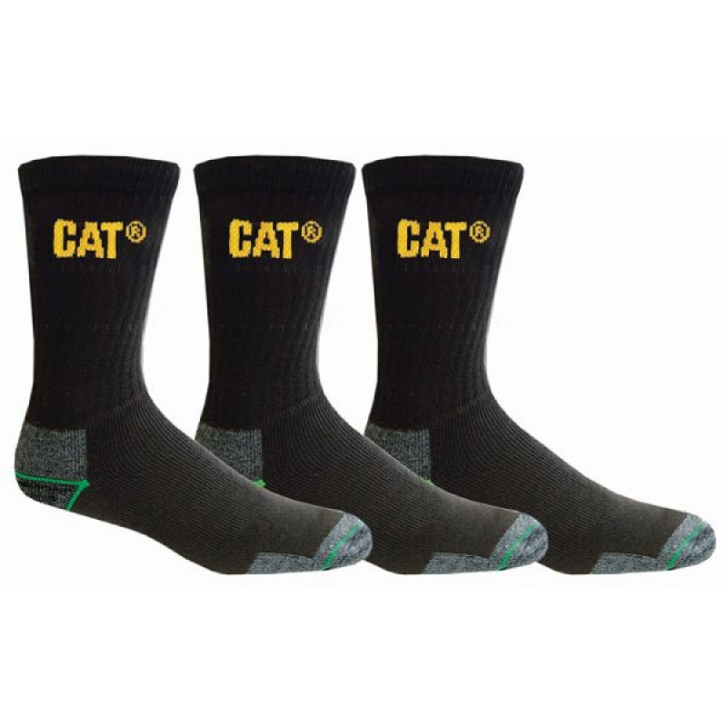 Caterpillar Bamboo 3 Pack Men's Socks Black | 164309-UNJ