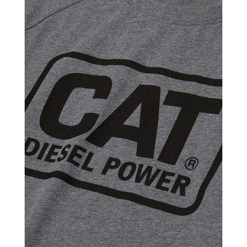 Caterpillar Cat Diesel Power Long Sleeve Tee Men's T-Shirt Dark / Grey | 462518-THD