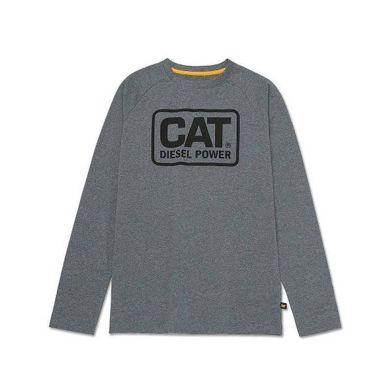 Caterpillar Cat Diesel Power Long Sleeve Tee Men\'s T-Shirt Dark / Grey | 462518-THD