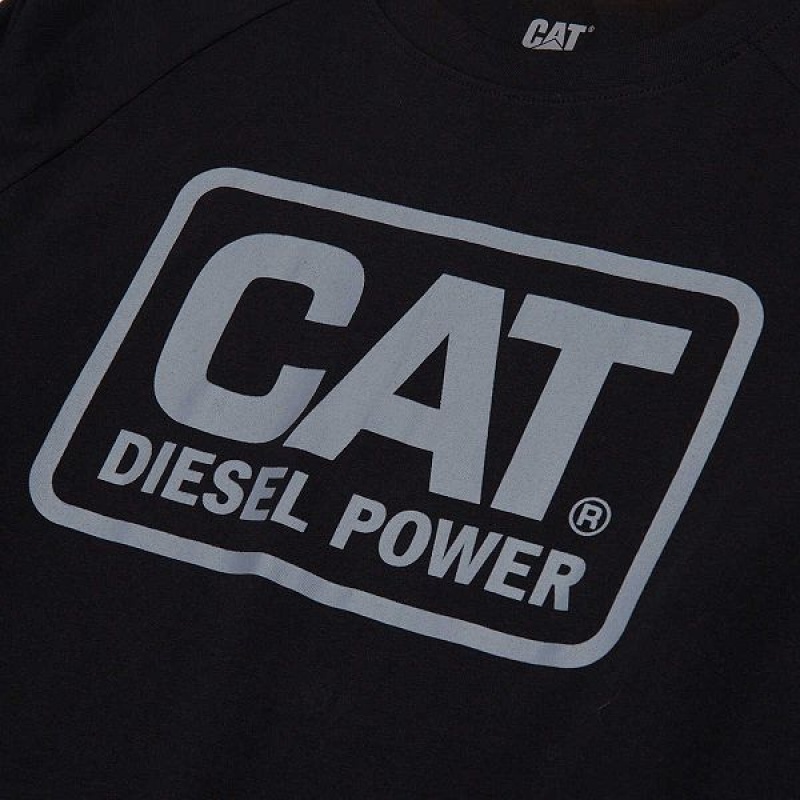 Caterpillar Cat Diesel Power Long Sleeve Tee Men's T-Shirt Black | 219860-NJF