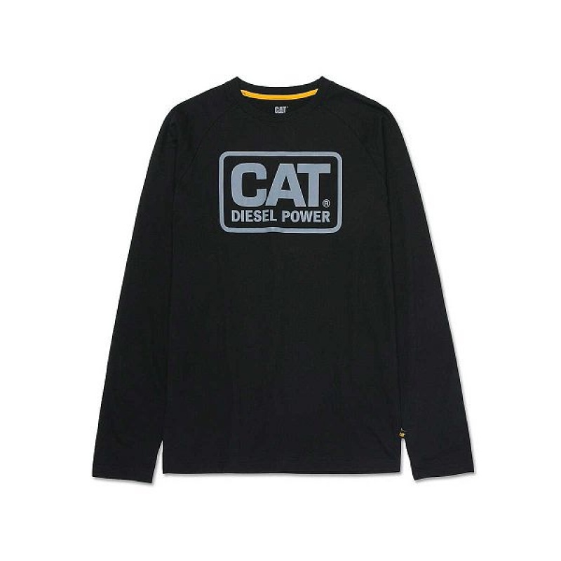 Caterpillar Cat Diesel Power Long Sleeve Tee Men\'s T-Shirt Black | 219860-NJF