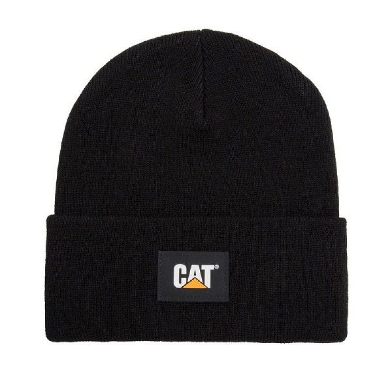 Caterpillar Cat Label Cuff Men\'s Beanie Black | 349018-ZNX