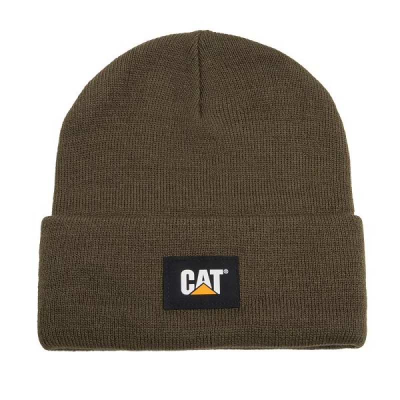 Caterpillar Cat Label Cuff Men\'s Beanie Olive | 765301-BQL