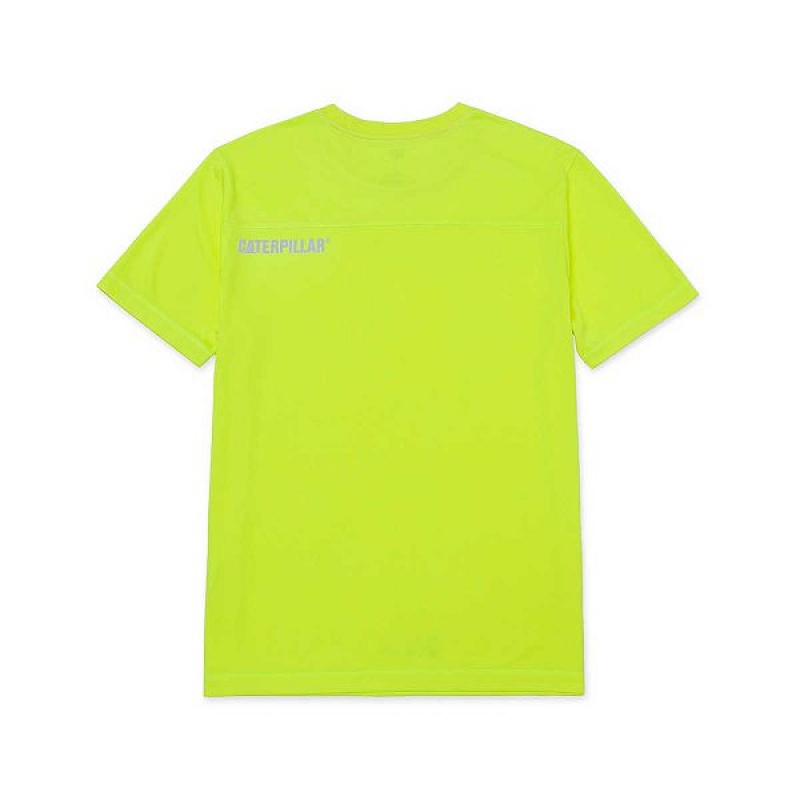 Caterpillar Coolmax Short Sleeve Tee Men's T-Shirt Yellow | 538401-ZLX