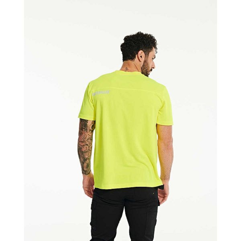 Caterpillar Coolmax Short Sleeve Tee Men's T-Shirt Yellow | 538401-ZLX