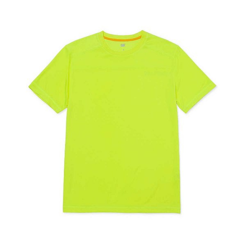 Caterpillar Coolmax Short Sleeve Tee Men\'s T-Shirt Yellow | 538401-ZLX