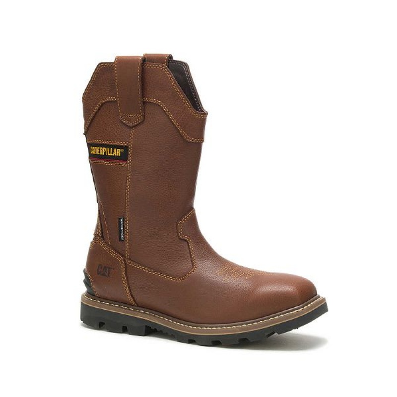 Caterpillar Cylinder Waterproof Pull-On Men's Work Boots Brown | 941578-JRZ