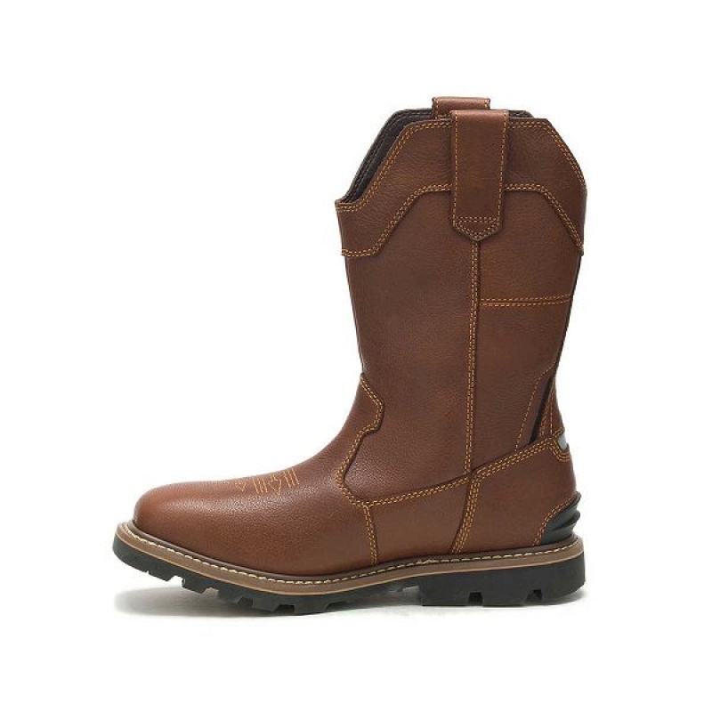 Caterpillar Cylinder Waterproof Pull-On Men's Work Boots Brown | 941578-JRZ