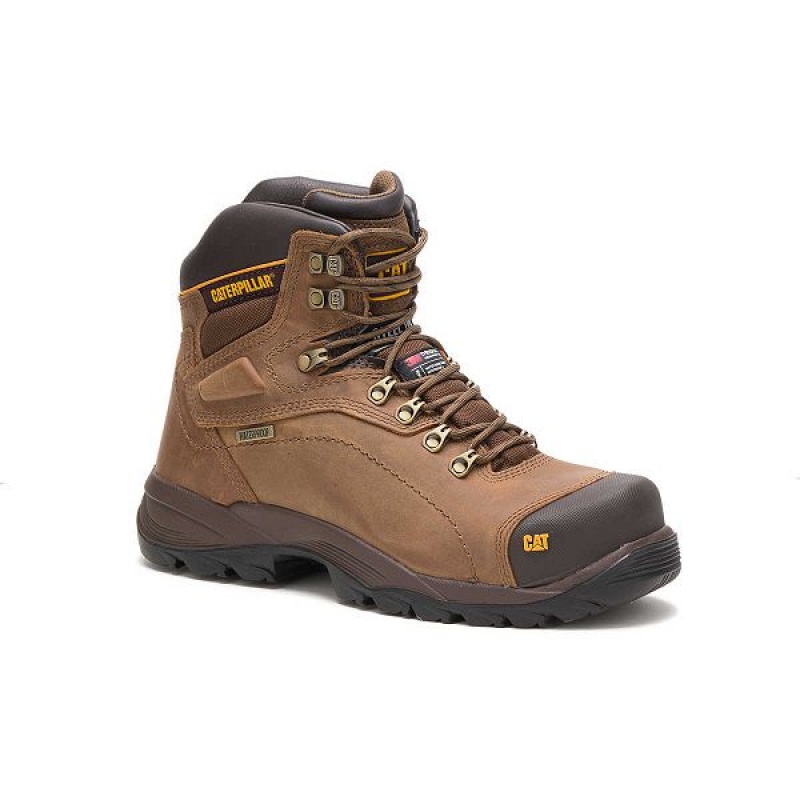 Caterpillar Diagnostic Hi Waterproof Thinsulate™ Steel Toe Men's Work Boots Dark / Beige | 601573-CPD