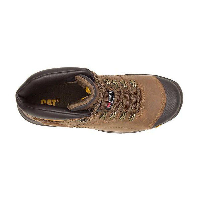 Caterpillar Diagnostic Hi Waterproof Thinsulate™ Steel Toe Men's Work Boots Dark / Beige | 601573-CPD