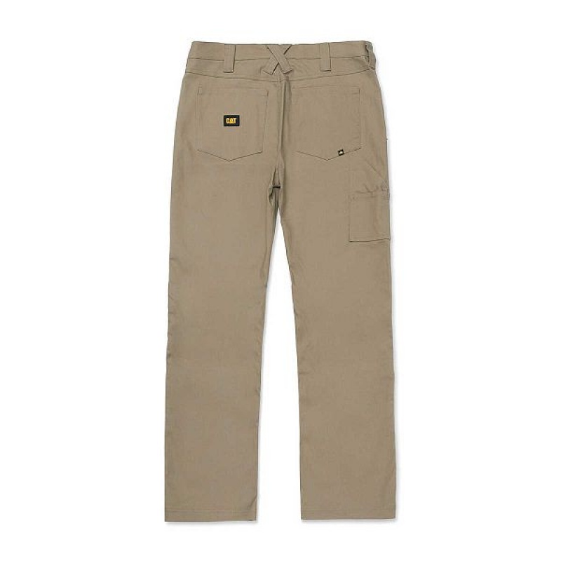 Caterpillar Double Front Stretch Canvas Straight Fit Utility Men's Pants Khaki | 281593-BOD