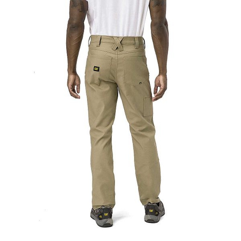 Caterpillar Double Front Stretch Canvas Straight Fit Utility Men's Pants Khaki | 281593-BOD